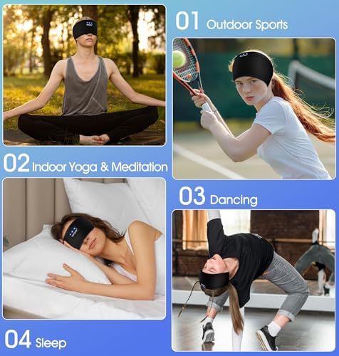 TOPOINT Premium Bluetooth Sports Headband Earphones – Unmatched Comfort for Yoga, Jogging & Sleep – Rapid USB-C Charging with Superior Sound Performance – Perfect Gift for Active Lifestyles and Relaxation Enthusiasts