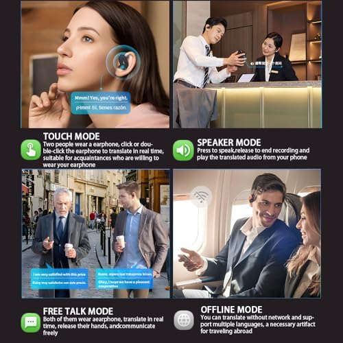 Next-Gen AI Language Translator Earbuds – Instant Multilingual Communication with 144 Language Support for Travel, Business, and Learning – Bluetooth-Enabled for i Phone & Android, Ergonomically Designed with Noise-Canceling Features for Unmatched Comfort and Clarity