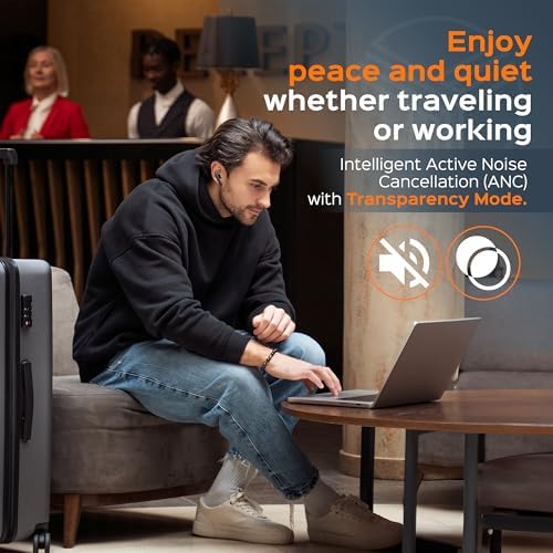Unleash Your Sound Adventure with TREBLAB X8 True Wireless Earbuds – Cutting-Edge Active Noise Cancelling, Swift Bluetooth 5.4 Connectivity, and IPX5 Waterproof Protection for Optimal Performance – Revel in 40 Hours of Playtime and Dual ENC Microphones for Crystal-Clear Conversations – Perfect for Athletes, Travelers, and Daily Explorers