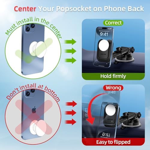 Revolutionary Pop-Tech Car Phone Mount: Adjustable Suction Cup Holder for Pop Socket – Hands-Free Dashboard & Windshield Stand for i Phone & Samsung Devices – Ultimate Safety & Convenience on the Road