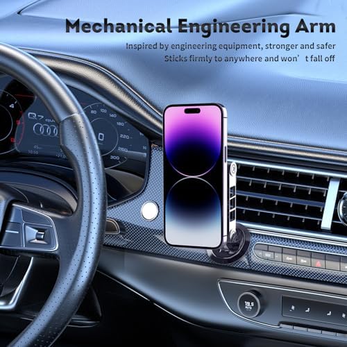 Elevate Your Driving Safety with the 2024 Mini Universal Magnetic Suction Car Phone Mount – Innovative Grey Aluminum Design, 360-Degree Rotatable for Optimal Viewing, Seamless Mag Safe Compatibility with i Phone 11-15 Pro Max for Effortless Navigation and Convenience
