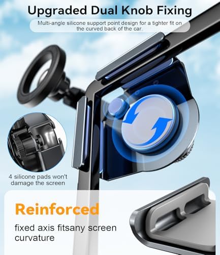 CloudValley Phone Mount for Tesla Model Y Juniper Model 3 Highland Model S/X 2025, Magnetic Metal Car Mount, Adjustable & Extendable, No Glue Required, Compatible with MagSafe iPhone 16/15/14/13/12 – Enhanced Compatibility and Speed