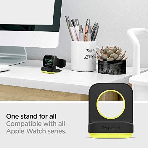 Spigen S350 Apple Watch Charger Stand – Durable TPU Dock with Non-Slip Base for Enhanced Stability and Fast Charging – Compatible with Ultra 2/1, Series 10, SE2, and More – Optimal Charging Solution for All Apple Watch Sizes – Sleek Design for Desk or Nightstand Use