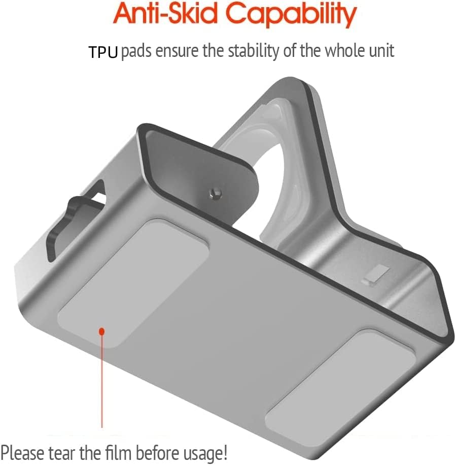 Ultimate 3-in-1 Aluminum Charging Station for i Phone, Apple Watch & Air Pods – Mag Safe Compatible Desk Stand for i Phone 15/14/13/12, Apple Watch Series 9/Ultra/8/7/SE/6/5/4/3/2, Air Pods Pro/2/1 – Streamline Your Charging Experience with Sleek Design and Enhanced Durability