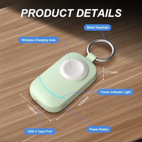 Portable Keychain Charger for Apple Watch – 2500 m Ah Fast Wireless Power Bank for Series 10, 9, SE & Ultra 2 – Essential Travel Companion for Effortless Charging Anytime, Anywhere – Lightweight, Durable, and User-Friendly Design for Active Lifestyles – Versatile Smartwatch Charging Solution