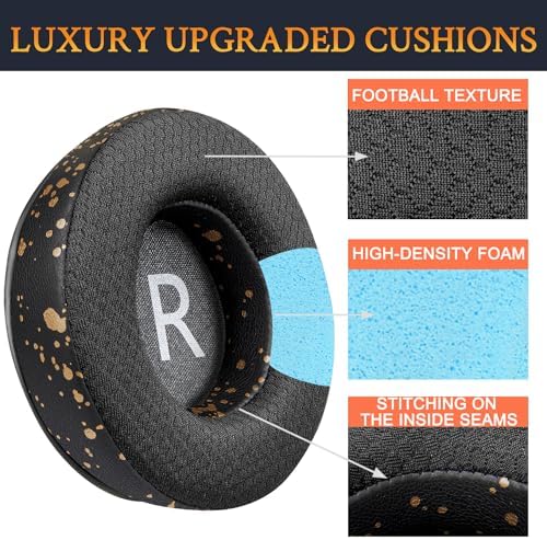 Premium SOULWIT Mesh Earpads for JBL Synchros E50, E50 BT, S500, S700 Wireless Headphones – Ultimate Noise Isolation and Comfort Upgrade in Stylish Black Gold – Durable Replacement Cushions for Enhanced Audio Experience