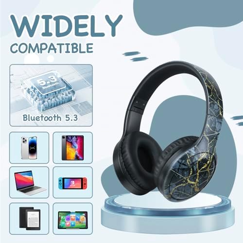 Advanced Bluetooth 5.3 Over-Ear Kids Headphones – Foldable Wireless Design with HD Sound, Built-In Microphone, and Safe Volume Control for Music, Gaming, and Movies – Universal Compatibility with Smartphones & Tablets (Black)