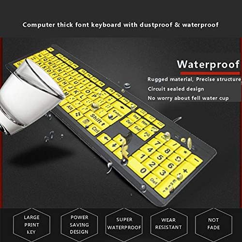 Enhance Your Digital Experience with Our High Contrast Large Print Wired USB Keyboard – Ideal for Visually Impaired Users, Featuring Oversized Yellow and Black Letters for Effortless Typing and Clarity, Ergonomic Design for Comfort, Spill-Resistant Durability, and Broad Compatibility with Windows and Mac Systems. Perfect for Home or Office Use!