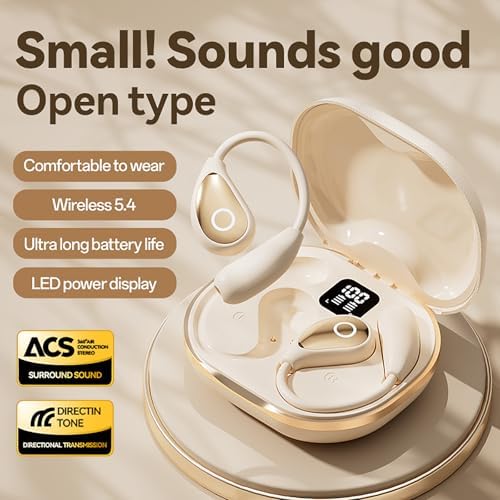 Open Ear Wireless Bluetooth Earbuds for Active Lifestyles – Advanced Air Conduction Technology, Superior Sweat Resistance, and Long-Lasting Battery in LED Charging Case – Ideal for Running, Safe Driving, and Daily Fitness Use
