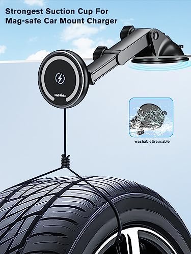 Experience Superior Convenience with the Magnetic Mag Safe Car Mount Charger – Fast Max 36 W QC3.0 Wireless Charging for i Phone 16/15/14/13 Plus and Mag Safe Cases, Versatile Dashboard/Vent/Windshield Installation, Sleek Retractable Holder for Optimal Viewing Angles, Durable Design for Ultimate Reliability