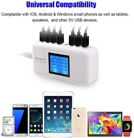 60 W High-Speed 8-Port USB Charging Hub with LCD Display – Efficient Multi-Device Charging Station for Smartphones, Tablets, and More – Compact Design for Home or Office Use