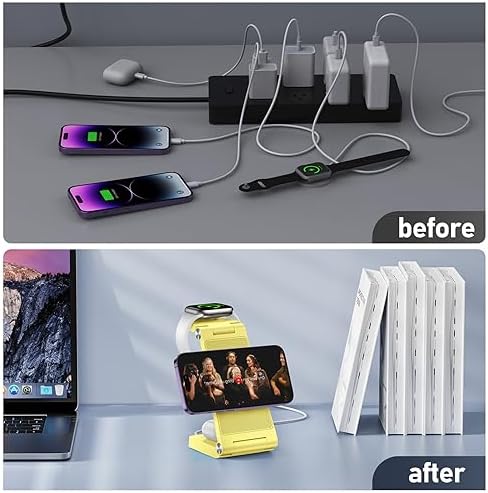 Innovative 3-in-1 Magnetic Wireless Charging Station – Premium Foldable Dock for i Phone 16/15/14/13/12, Apple Watch Ultra/Series 9-2, and Air Pods – Ultimate Travel-Friendly Power Hub with Superior Rapid Charging for Tech Savvy Professionals and On-the-Go Users