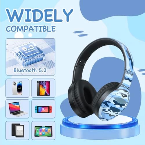 Advanced Bluetooth 5.3 Over-Ear Kids Headphones – Foldable Wireless Design with HD Sound, Built-In Microphone, and Safe Volume Control for Music, Gaming, and Movies – Universal Compatibility with Smartphones & Tablets (Black)
