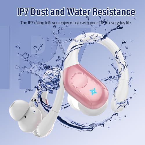 Advanced Bluetooth 5.4 Wireless Earbuds with Deep Bass – 75 Hours Playtime, IP7 Waterproof Sports Earphones Featuring Ergonomic Earhooks, LED Battery Display, and 4 ENC Microphones for Enhanced Sound Quality and Clear Calls – Perfect for Fitness Enthusiasts and Music Lovers in Sleek Black