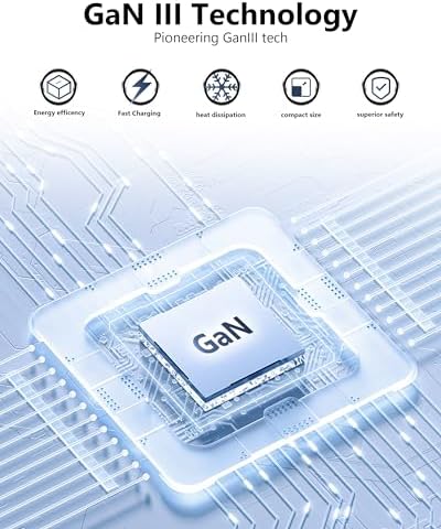 Power Up Efficiently: 65 W Ga N USB-C Charger with 3-Port Fast Charging Block for Mac Book, i Phone, i Pad & Samsung Devices – Universal Adapter with Type C Cable for Rapid Device Compatibility and Energy Efficiency