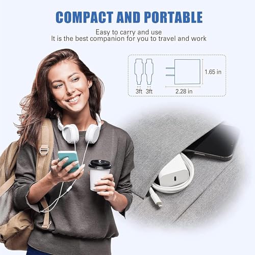 Enhanced Speed and Versatility: Dual-Pack Fast Charging i Phone Charger with 6 FT USB-C to Lightning Cable – Compatible with i Phone 14 Pro Max, 14 Plus, 13 Pro, 12 Mini, 11, XS, XR, X & i Pad – Efficient Power Delivery for Home and Travel