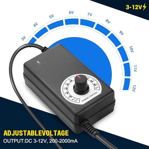 Universal 24 W Adjustable AC to DC Power Supply Adapter – Multi-Voltage Solution for 3 V, 5 V, 9 V & 12 V Electronics – Ideal for LED Lights, Fans, and More with Advanced Safety Features and Regulated Output