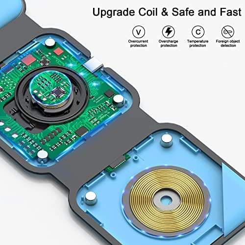 RTOPS 3-in-1 Magnetic Wireless Charging Station for i Phone, Apple Watch, and Air Pods – Compact Ga N Travel Charger with Enhanced Speed and Compatibility for i Phone 16/15/14/13/Pro/Max, Air Pods 4/3/2/Pro – All-in-One Solution for Ultimate Convenience and Efficiency