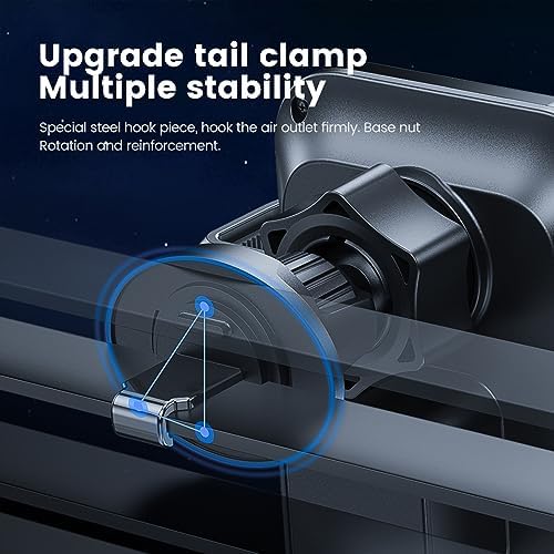 Redmaple 15 W Fast Wireless Car Charger with Auto-Clamping Phone Holder for Air Vent – Effortless Charging & Enhanced Compatibility for i Phone 14/13/12/11 Pro/XR/XS/X/8 – Streamlined Design for Hands-Free Navigation and Safety