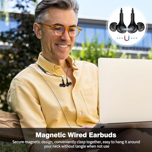 Magnetic USB C Earbuds for Samsung Galaxy S24 Ultra, S23 FE, S22, S21, A54, A53 & i Phone 16, 15 Pro Max – Noise Isolating Wired Headphones with Microphone and Volume Control for Enhanced Audio Experience – Perfect for Music Lovers and Professionals