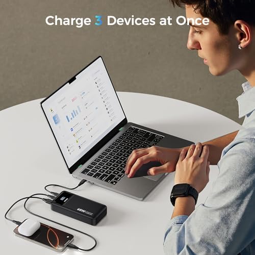 High-Capacity 26800 m Ah Portable Charger – 65 W PD3.0 Power Bank with Digital Display for Rapid Charging of Laptops, i Phones, i Pads, Steam Deck & More – Sleek Black Design for Ultimate Portability and Versatile Compatibility