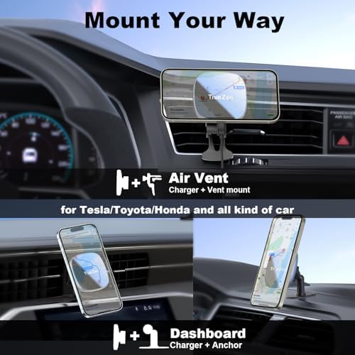 for Magsafe Car Mount Charger with USB C Cable & Car Cigarette Lighter Adapter,15W Magnetic Phone Holder for Your Car Accessories for Women,Men,Car Phone Charger for 16/15/14/13/12,Galaxy S22/S21 – Enhanced Compatibility and Speed