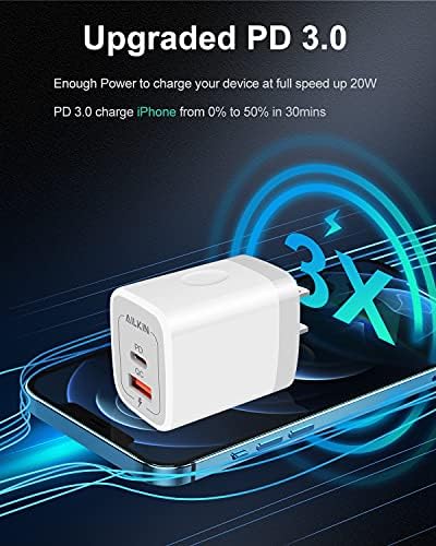 20 W Dual-Port USB-C Wall Charger – Fast Charging Power Adapter for i Phone, Samsung Galaxy, Google Pixel, and More – Compact & Reliable Power Delivery for Simultaneous Device Charging – Essential Tech Accessory for Home & Travel