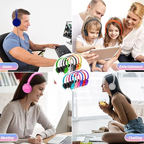 Bulk 24 Pack Colorful Wired Headphones for Classroom Use – Durable and Comfortable Audio Solution for Students, Perfect for Engaging Learning and Group Activities, Ideal Gift Choice for Educational Environments