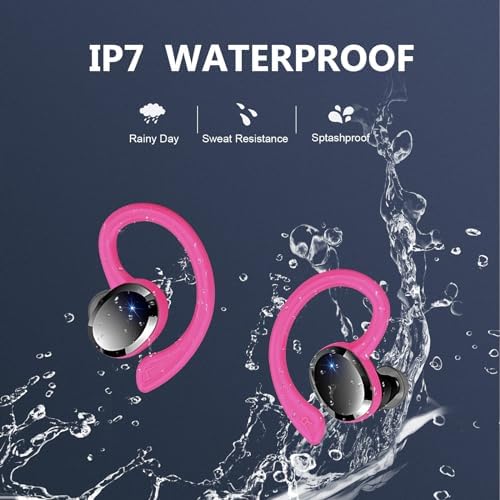 Premium Bluetooth 5.3 Wireless Earbuds – IP7 Waterproof Sport Headphones with 48-Hour Battery Life, Noise-Cancelling Mic, and 3 D Hi-Fi Stereo for Ultimate Workout Performance – Perfect for Running and Gym Enthusiasts
