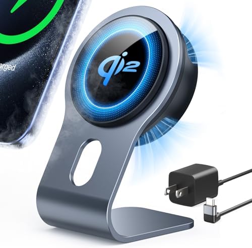 NEWQ Qi2 15 W Fast Wireless Charger Stand with 30 W USB-C Adapter – Semiconductor Cooling Technology for i Phone 16/16 Plus/16 Pro/16 Pro Max/15/14/13 & Air Pods 3/2/Pro – Sleek Design for Enhanced Performance and Compatibility