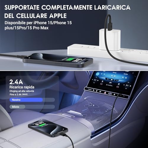 Car Carplay Cable for iPhone 15/16 Car Charger Cable,4Pack USB A to USB C for Carplay USB C Cord,iPhone 16/15/Plus/Pro Max,iPad Pro 12.9/11,Air 5th/4th Gen,Mini 6th Gen/Car Charging Cable 3FT – Enhanced Compatibility and Speed