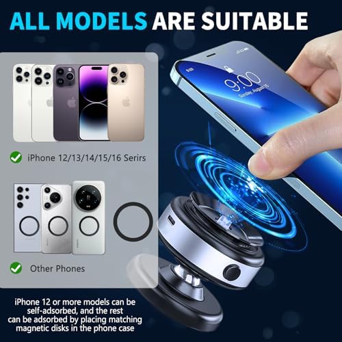 Revolutionary 360° Rotatable Magnetic Car Phone Holder – Advanced Electric Vacuum Suction Mount for Seamless i Phone Compatibility, Ideal for Smooth Surfaces – Elevate Your Driving Experience with Optimal Viewing Angles and Enhanced Stability