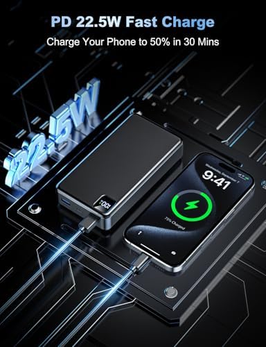 Massive 56,800 m Ah Portable Power Bank with 22.5 W Fast Charging – Triple Device Charging Capability, USB-C Compatibility & LED Battery Level Indicator – Essential Travel Companion for i Phone 16/15/14/13, Samsung Galaxy, and i Pad Users – Experience Uninterrupted Mobile Power Anytime, Anywhere