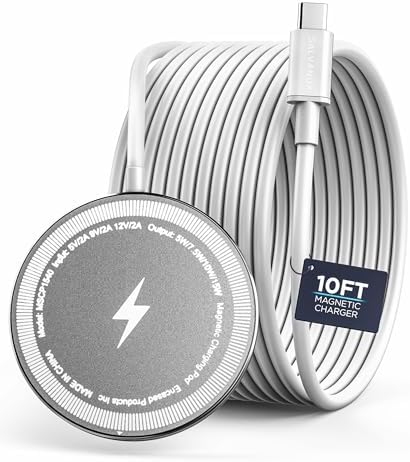 Galvanox 10-Foot Magnetic Wireless Charger for i Phone – Fast 15 W Charging Pad with Enhanced Compatibility, Sleek Anodized Aluminum Design – Stay Connected with Extended Reach and Convenience