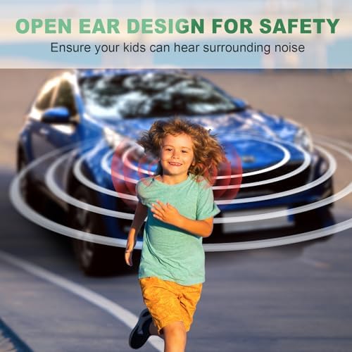 Revolutionary Bluetooth 5.2 Kids Headphones – Safe 85 d B Volume Limiting with Open Ear Design, IPX5 Waterproof for All Adventures, 20 Hours Playtime, Superior Stereo Sound with Built-in Mic – Perfect for School & Playtime in Chic Pink