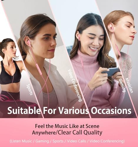 Premium Wired Earbuds with Microphone – Hi-Fi Stereo In-Ear Headphones for Powerful Bass & Crystal Clear Audio – Compatible with i Phone, Android & Most 3.5 mm Devices (Blue) – Ergonomically Designed for Comfort and Enhanced Daily Listening Experience