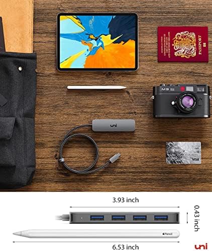 Maximize Your Device Potential with the uni Aluminum USB-C Multiport Adapter – 4 High-Speed Ports for Laptops, Mac Book Pro/Air, i Pad Pro & More, Sleek Design for Effortless Port Expansion and Enhanced Productivity