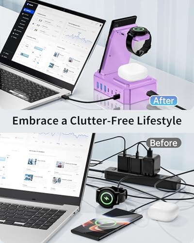 Ultimate 10-in-1 Wireless Charging Station for Samsung Devices – 300 W Power Hub with 65 W USB C Fast Charging for S25 Ultra/S24/S23/S22/Note 20, Galaxy Watch Ultra 7/6/5 & Galaxy Buds – Multi-Device Convenience and Rapid Power Delivery, Ideal for Home & Office Use