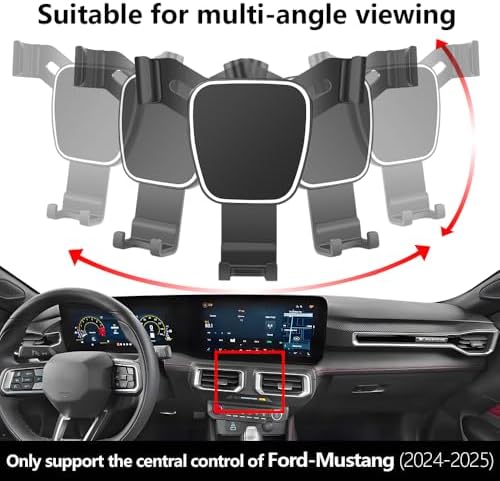Premium Car Phone Holder for 2024-2025 Ford Mustang Coupe & Convertible – Secure Dashboard Mount for Effortless Navigation & Enhanced Driving Experience – Tailored Fit, 360° Rotation, Easy Installation, Universal Smartphone Compatibility – Elevate Your Interior Aesthetics with Durable Auto Accessory