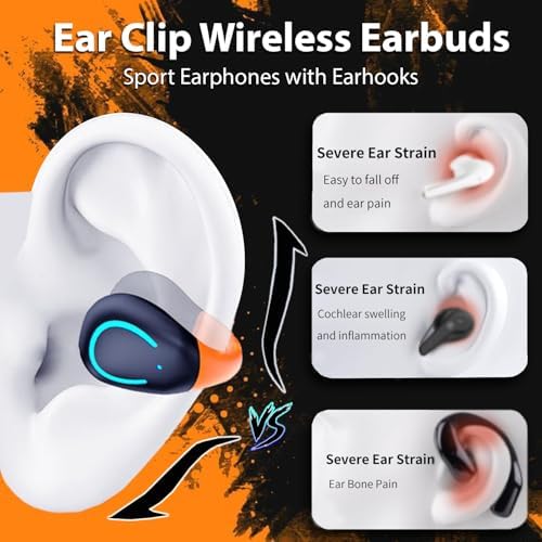 Open Ear Bone Conduction Bluetooth Headphones – Waterproof Sports Earphones with Secure Earhooks, Integrated Hands-Free Microphone, and Wireless Charging Case for Active Lifestyles and Enhanced Safety Awareness