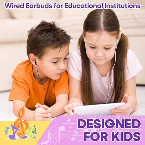 Bulk Earbud Headphones 50-Pack – Premium Wired Earphones for Classrooms & Group Learning, Exceptional Durability & Sound Quality, Perfect for Kids, Teens & Adults – Versatile Comfort for Family Activities & Educational Use (Black)