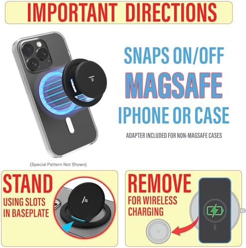 Revolutionize Your Smartphone Interaction with Tango Ultra Thin Grip for Mag Safe – Limited Edition BEE | One-Handed Access, Expansive 10 x Versatility, Space-Grade Steel Durability, Seamless Wireless Charging, and Built-In Kickstand for Ultimate Convenience and Style