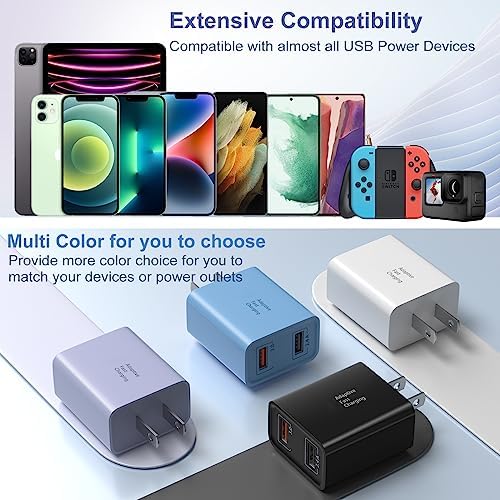 Costyle Dual Port USB Wall Charger – 3 Pack 30 W Quick Charge 3.0 Power Adapter for i Phone 12/11/XR/X/SE & Samsung Galaxy S9/S10/S20 – Compact Fast Charging Solution with Overheat Protection for Home & Travel