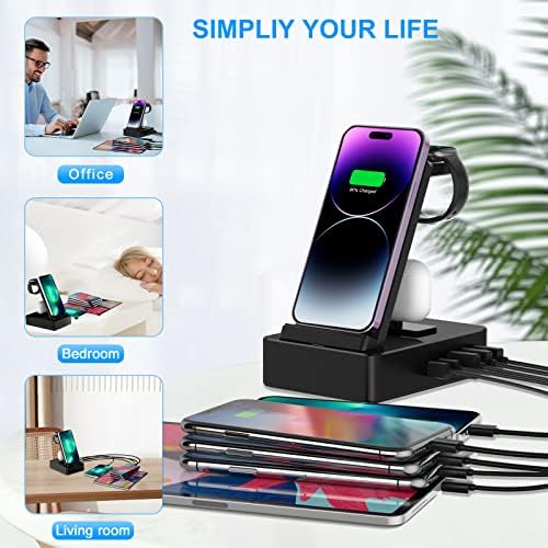Power Up Your Workspace with the 100 W Aluminum Alloy 8-in-1 Wireless Charging Station – Fast USB-C Dock for i Phone, i Watch & Air Pods Pro – Sleek, Durable Design for Multi-Device Efficiency