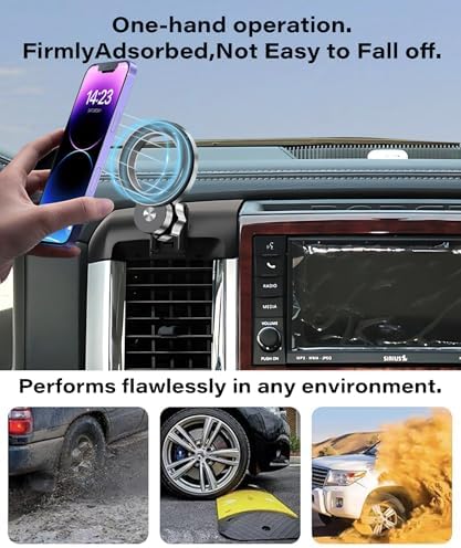 Magnetism Dodge Ram 1500/2500/3500 Phone Holder – Mag-Safe Compatible Hands-Free Car Mount with 360-Degree Rotation for Optimal Viewing – Adjustable Magnetic Cell Phone Accessory Preserving Air Vent Functionality for Safe Driving and Navigation