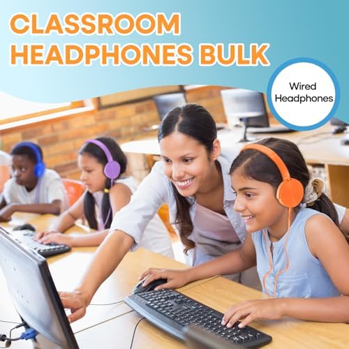 Exceptional Wireless Comfort for Learning – 2 Pack Kids Headphones with Soft Swivel Ear Pads for Engaging Online Education, Stylish Light Blue & Purple On-Ear Designs Ideal for School Use and Virtual Classrooms, Durable Wired Connectivity for Laptops and Meetings