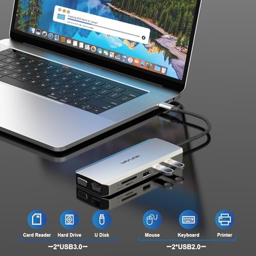 Transform Your Workspace with WAVLINK 12-in-1 USB C Docking Station – Ultimate Triple Display Adapter for Dual Monitor Setup, 100 W Power Delivery, Gigabit Ethernet & Versatile USB Connectivity – Perfect for Windows Laptops and Professionals Seeking Enhanced Productivity