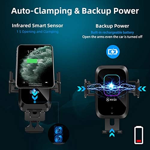Effortless On-the-Road Charging: 15 W Qi Wireless Car Charger Mount with Auto-Clamping Phone Holder – Dual QC 3.0 Ports for i Phone & Samsung Compatibility – Ideal for Safe, Fast Charging in Any Vehicle