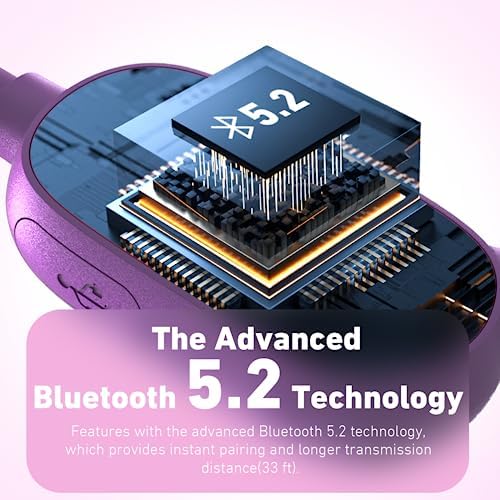 Revolutionary Bluetooth 5.2 Kids Headphones – Safe 85 d B Volume Limiting with Open Ear Design, IPX5 Waterproof for All Adventures, 20 Hours Playtime, Superior Stereo Sound with Built-in Mic – Perfect for School & Playtime in Chic Pink