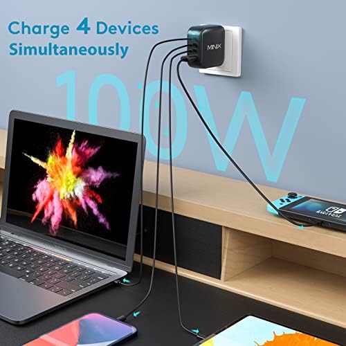 MINIX NEO P3 100 W Ga N Turbo Wall Charger – High-Speed 4-Port Charging Hub with 3 USB-C Ports (Max 100 W/20 W) & 1 USB-A Port (Max 18 W) – Ultimate Compatibility for Mac Book Pro, i Phone 14, i Pad Pro, Galaxy S9 & More – Compact Design for Travel & Daily Use – Fast Charge Multiple Devices Safely & Efficiently